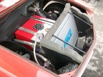 Radiator and fuel tank in Dave Button's V-8.
